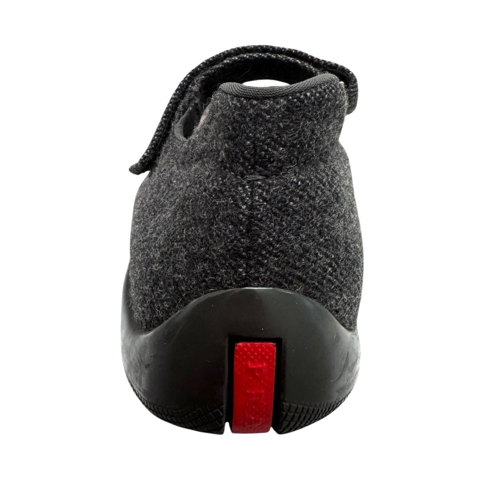 VINTAGE PRADA LINEA ROSSA SPORT GRAY WOOL MARY JANE FLATS WITH VELCRO CLOSURE - Picture 13 of 16